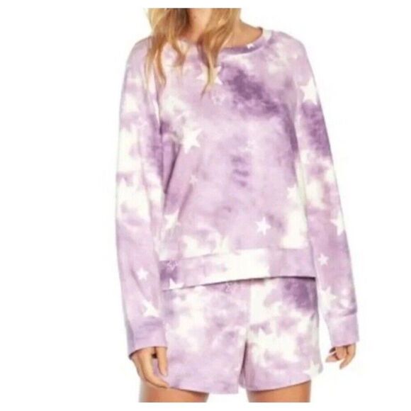 Wildfox‎ Relaxed Fit Super Soft Sweatshirt And Short Lounge Pajama Set Size M - Picture 7 of 7